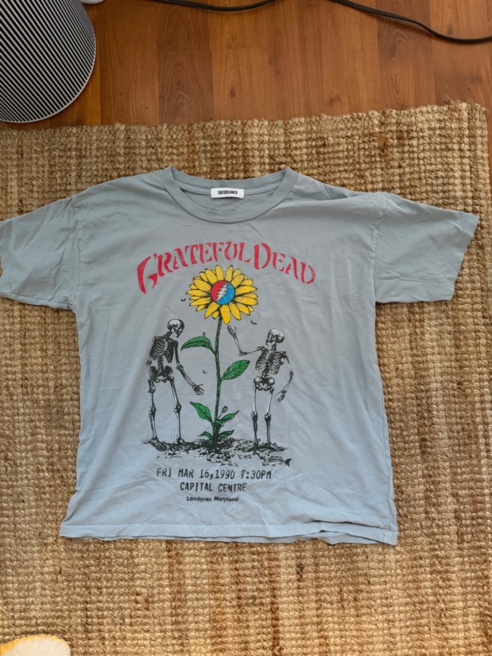 Grateful Dead Graphic Tee in Light Blue - Band Sunflower Design